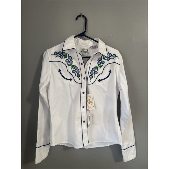Vintage Panhandle Slim Womens Embroidered Western Pearl Snap Shirt Medium NEW - Picture 1 of 7